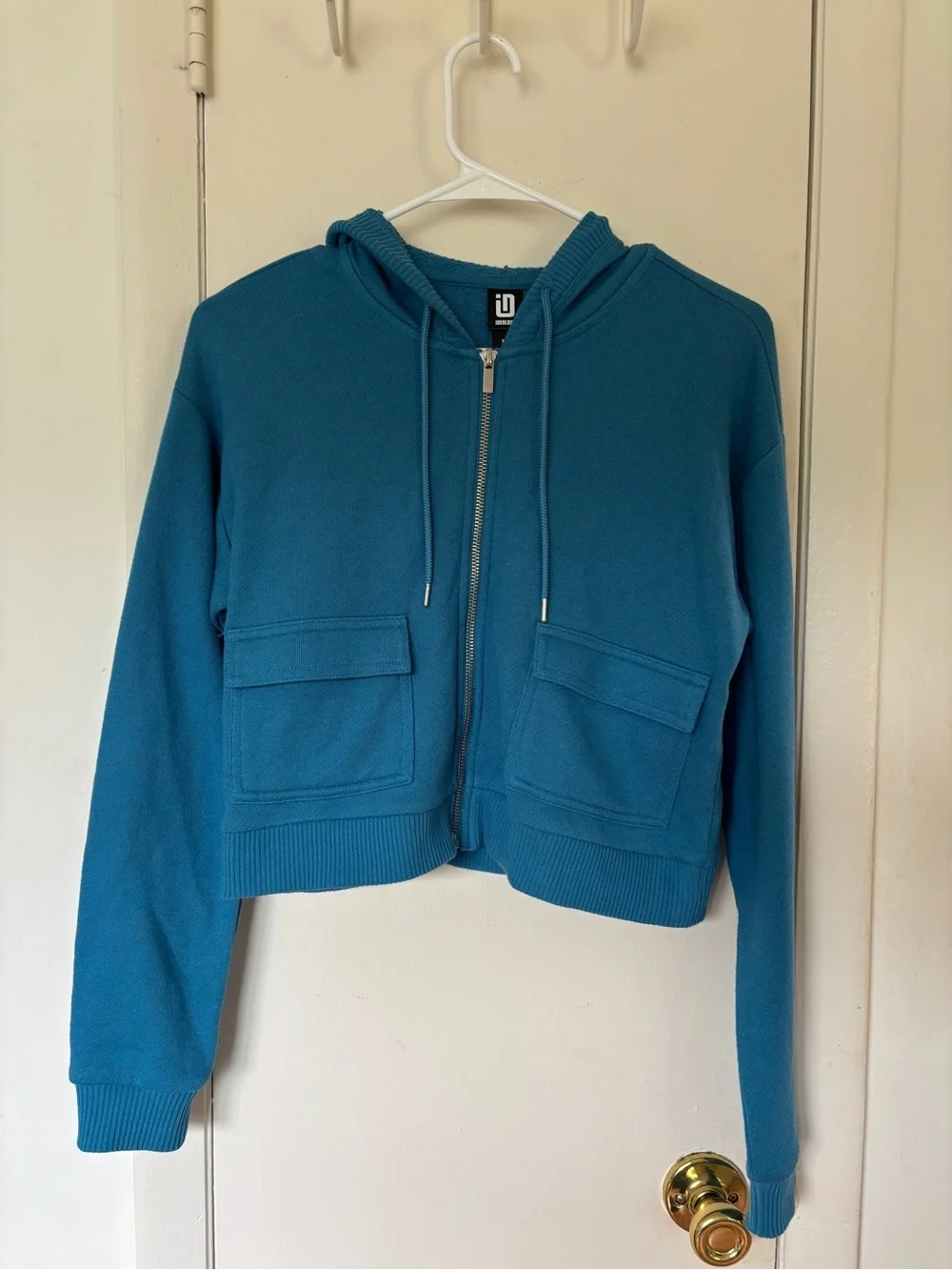 Ideology Teal Cropped Zip Hoodie Bomber Jacket